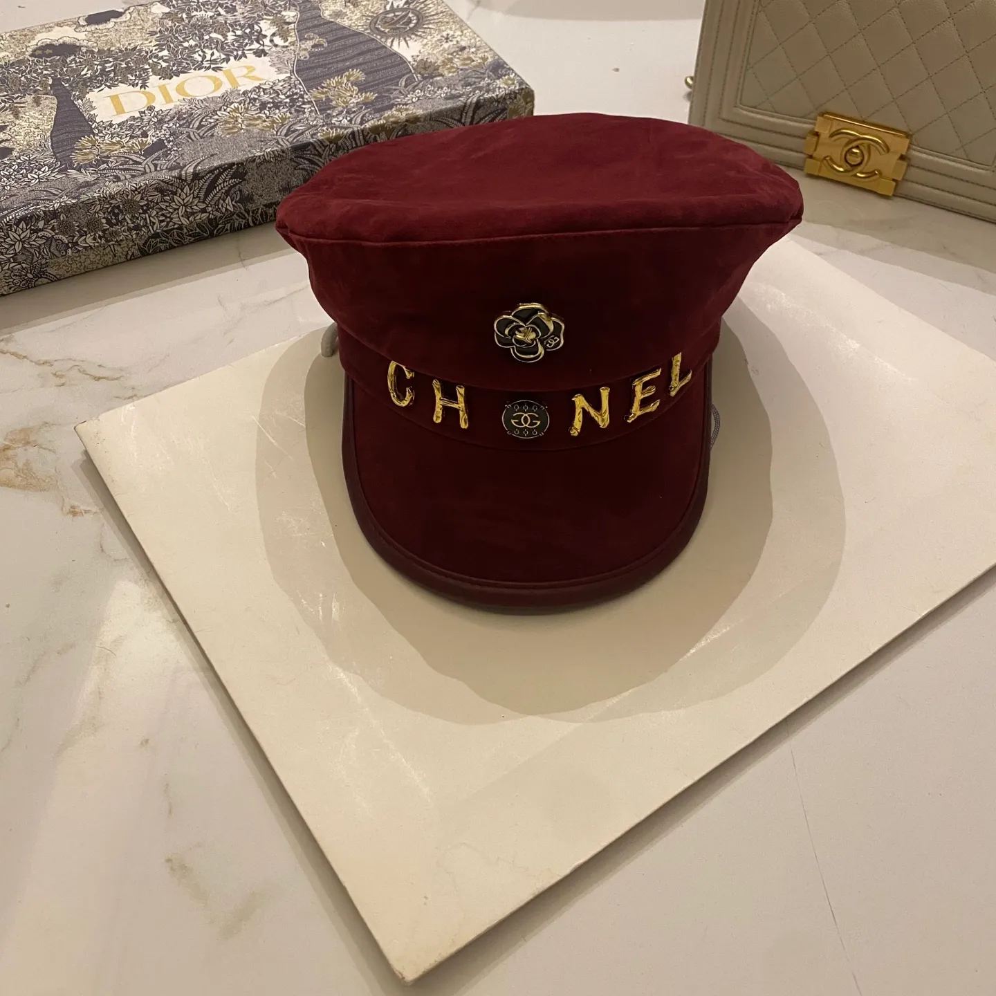 Chanel vintage brushed military hat