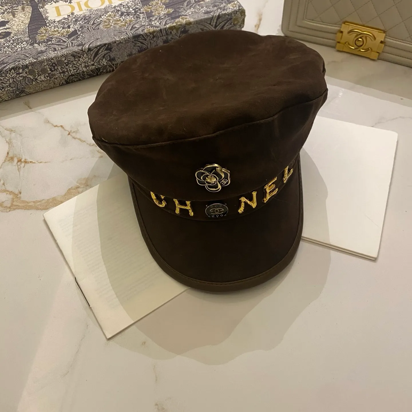 Chanel vintage brushed military hat