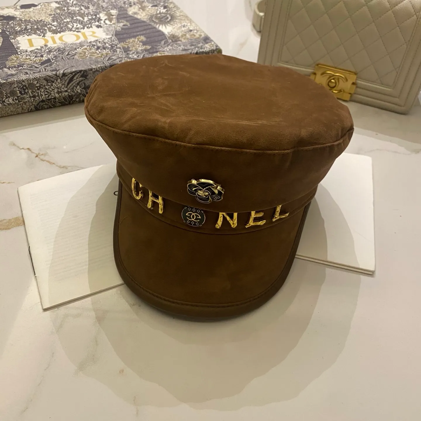 Chanel vintage brushed military hat
