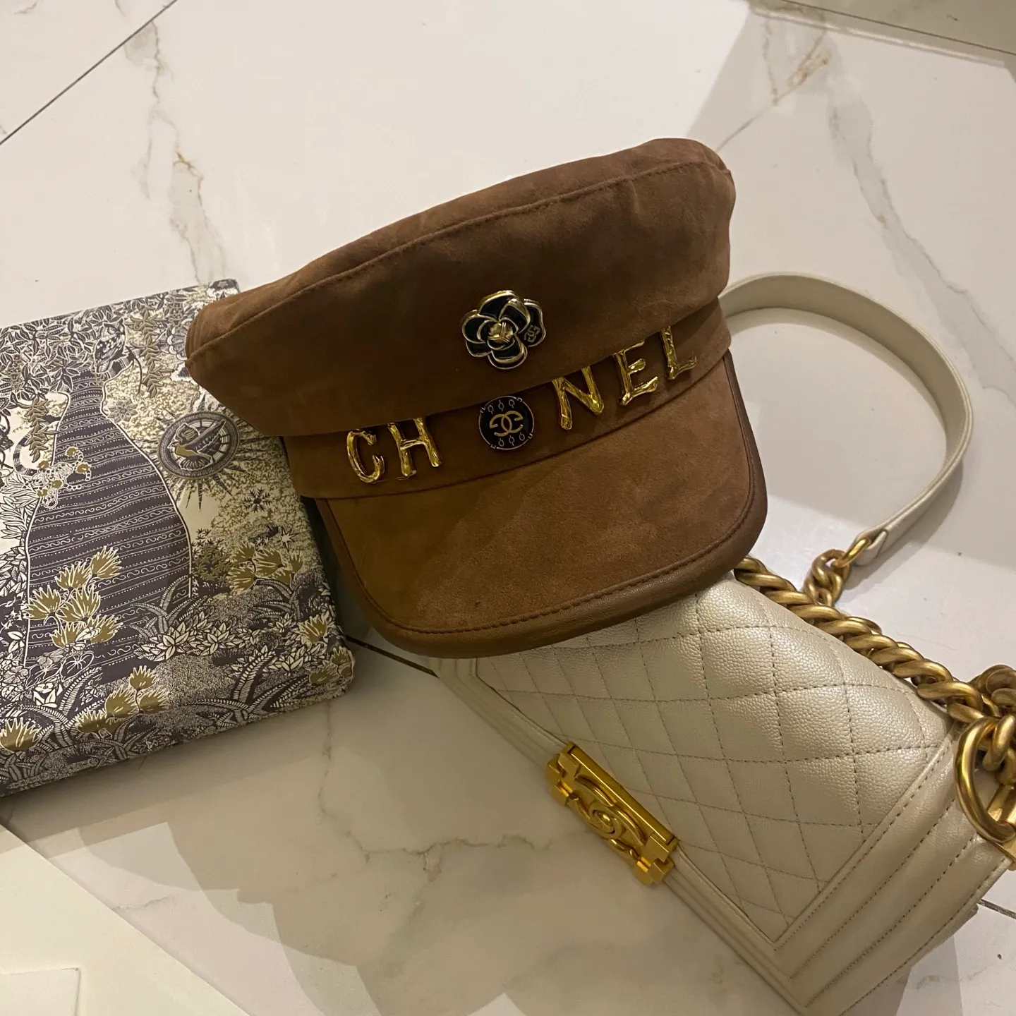 Chanel vintage brushed military hat