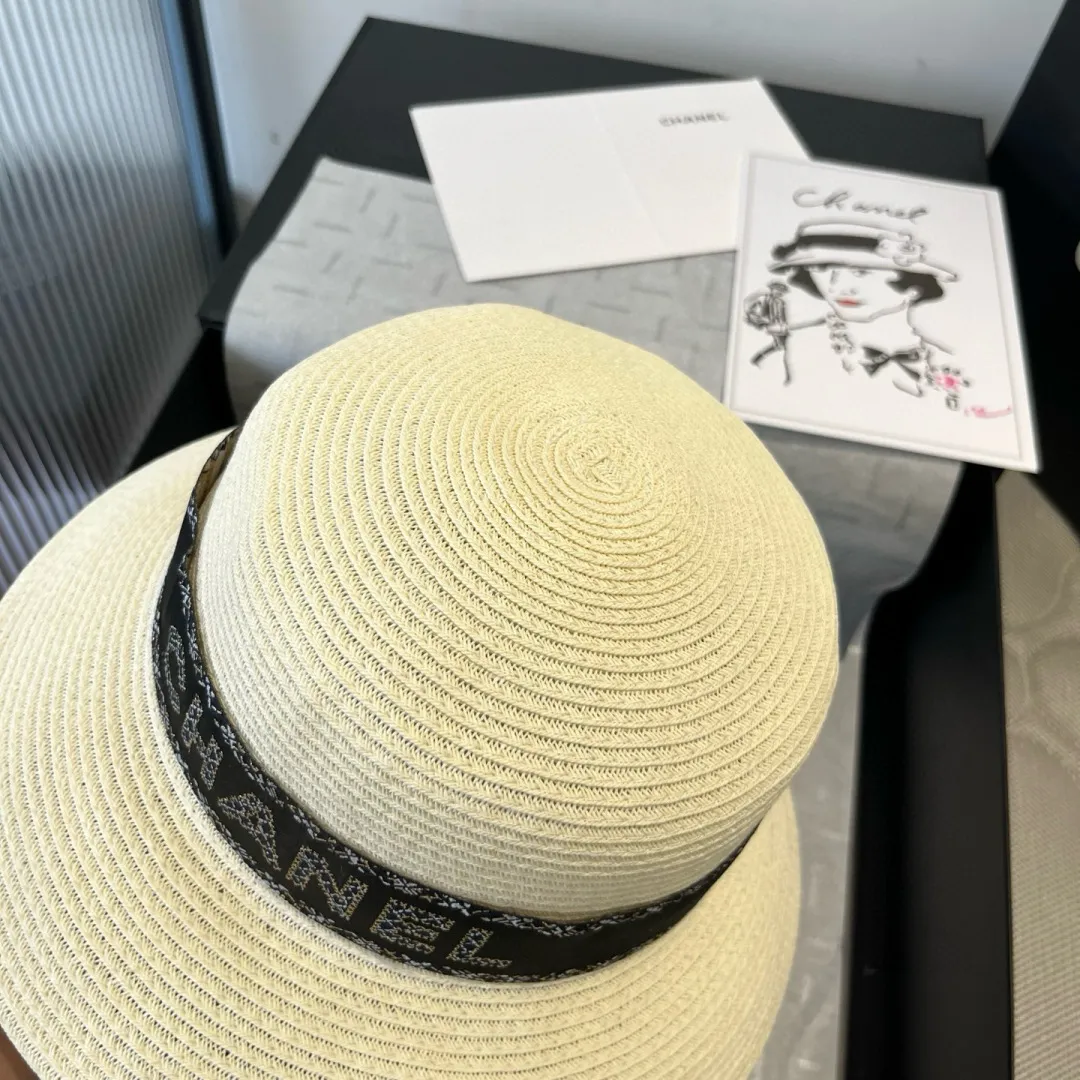 💰150¥ Chanel new straw hat, lady style sun hat, head circumference 57cm