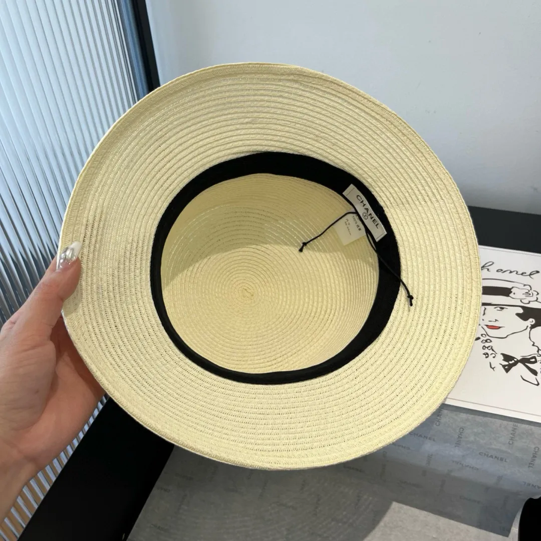 💰150¥ Chanel new straw hat, lady style sun hat, head circumference 57cm