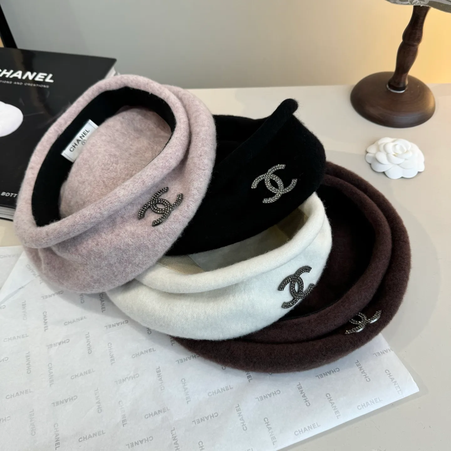 💰120¥ Chanel wool beret, pumpkin hat, 100% wool🦙 fabric, head circumference 57cm