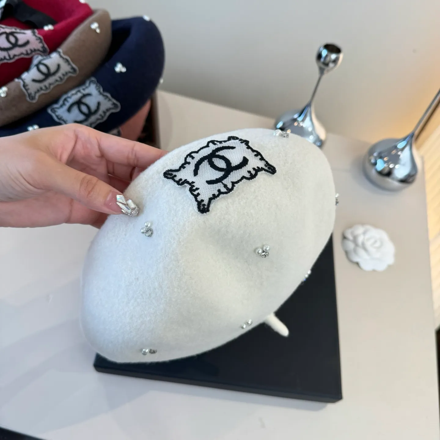 💰130¥ Chanel wool beret, pumpkin hat, 100% wool🦙 fabric, head circumference 57cm