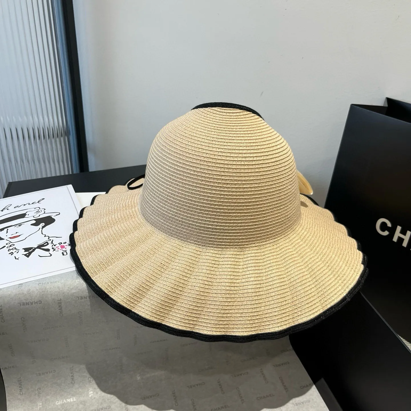 💰160¥ Chanel wavy edge empty top straw hat, head circumference 57cm