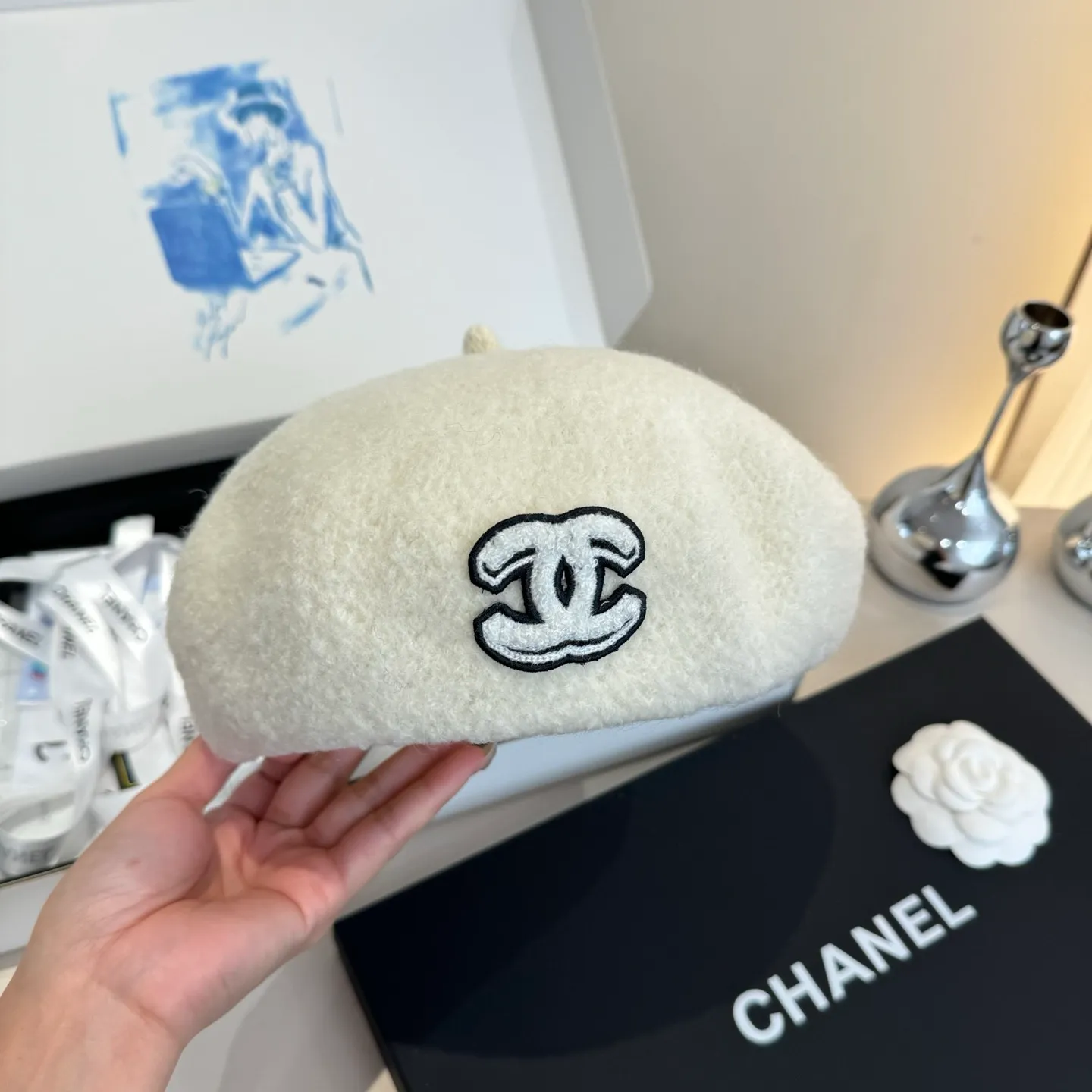 💰120¥ Chanel wool beret, pumpkin hat, 100% wool🦙 fabric, head circumference 57cm