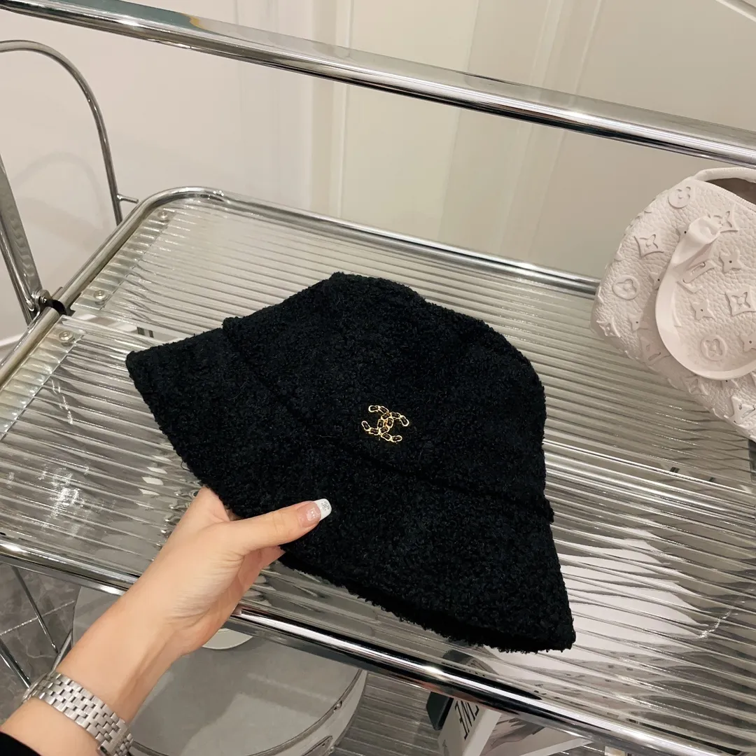 CHANE*Chanel lamb wool bucket hat autumn and winter warm bucket hat