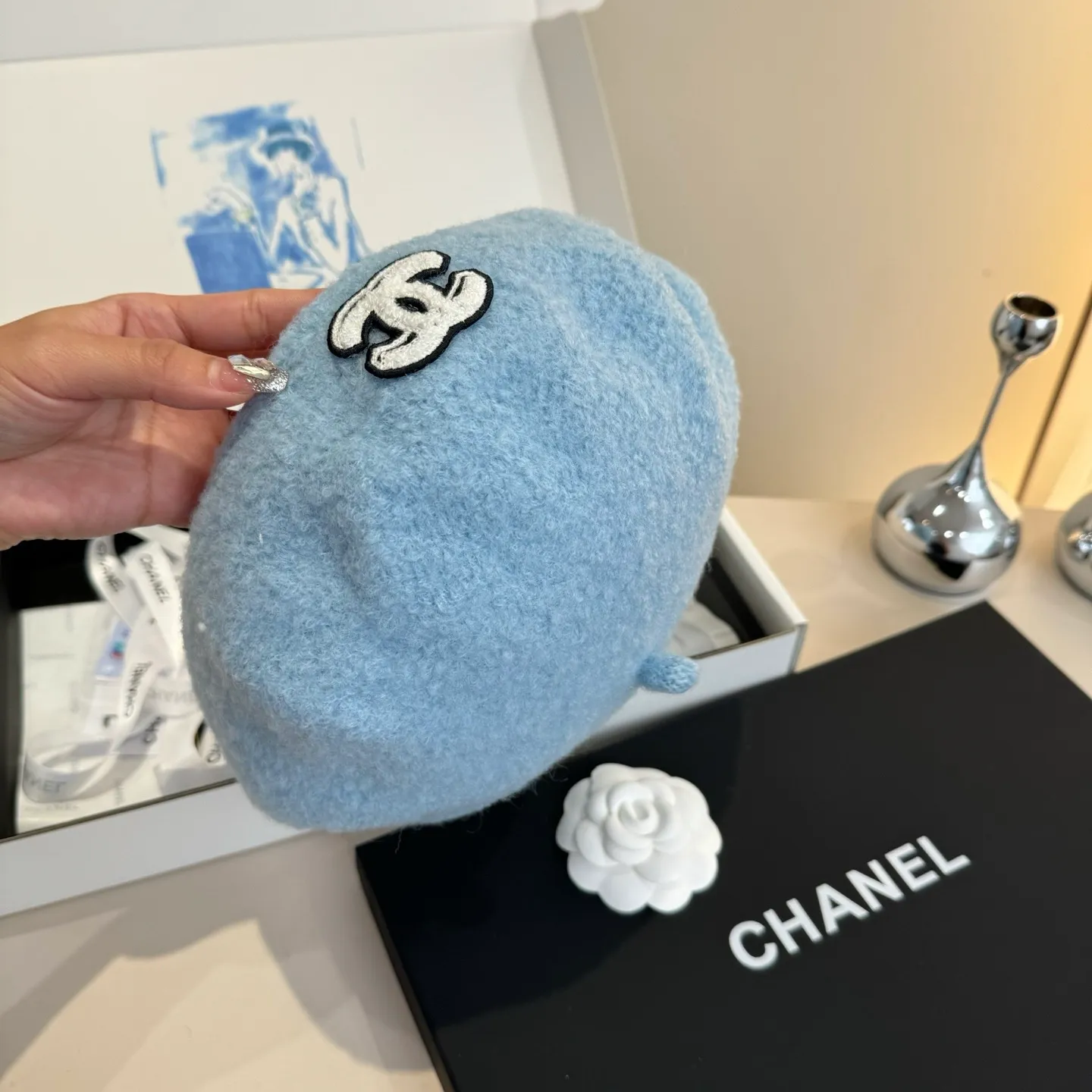💰120¥ Chanel wool beret, pumpkin hat, 100% wool🦙 fabric, head circumference 57cm
