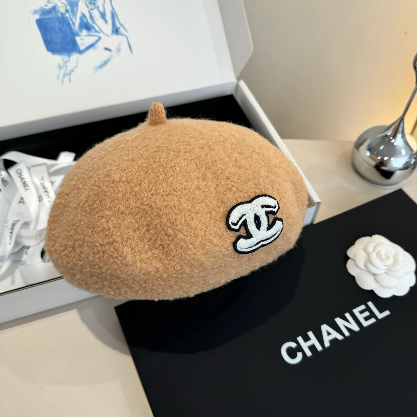 💰120¥ Chanel wool beret, pumpkin hat, 100% wool🦙 fabric, head circumference 57cm