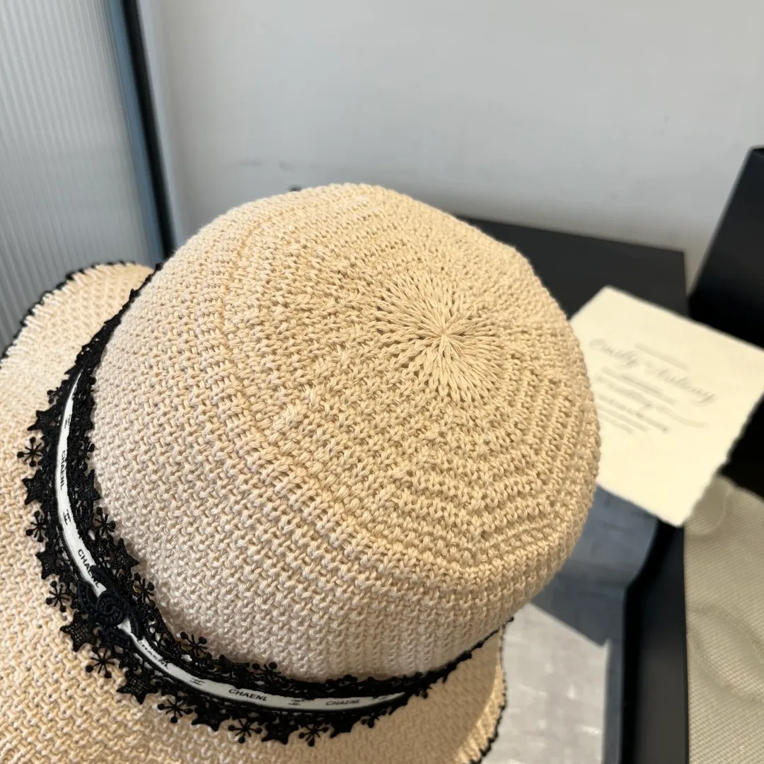 💰100¥ Chanel knitted handhook bucket hat, wavy edge top hat, head circumference 57cm