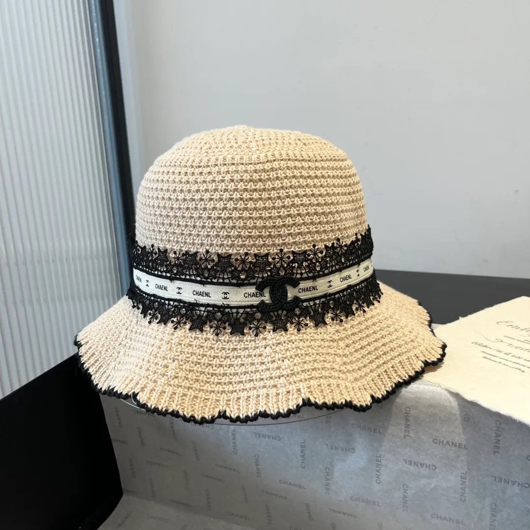 💰100¥ Chanel knitted handhook bucket hat, wavy edge top hat, head circumference 57cm
