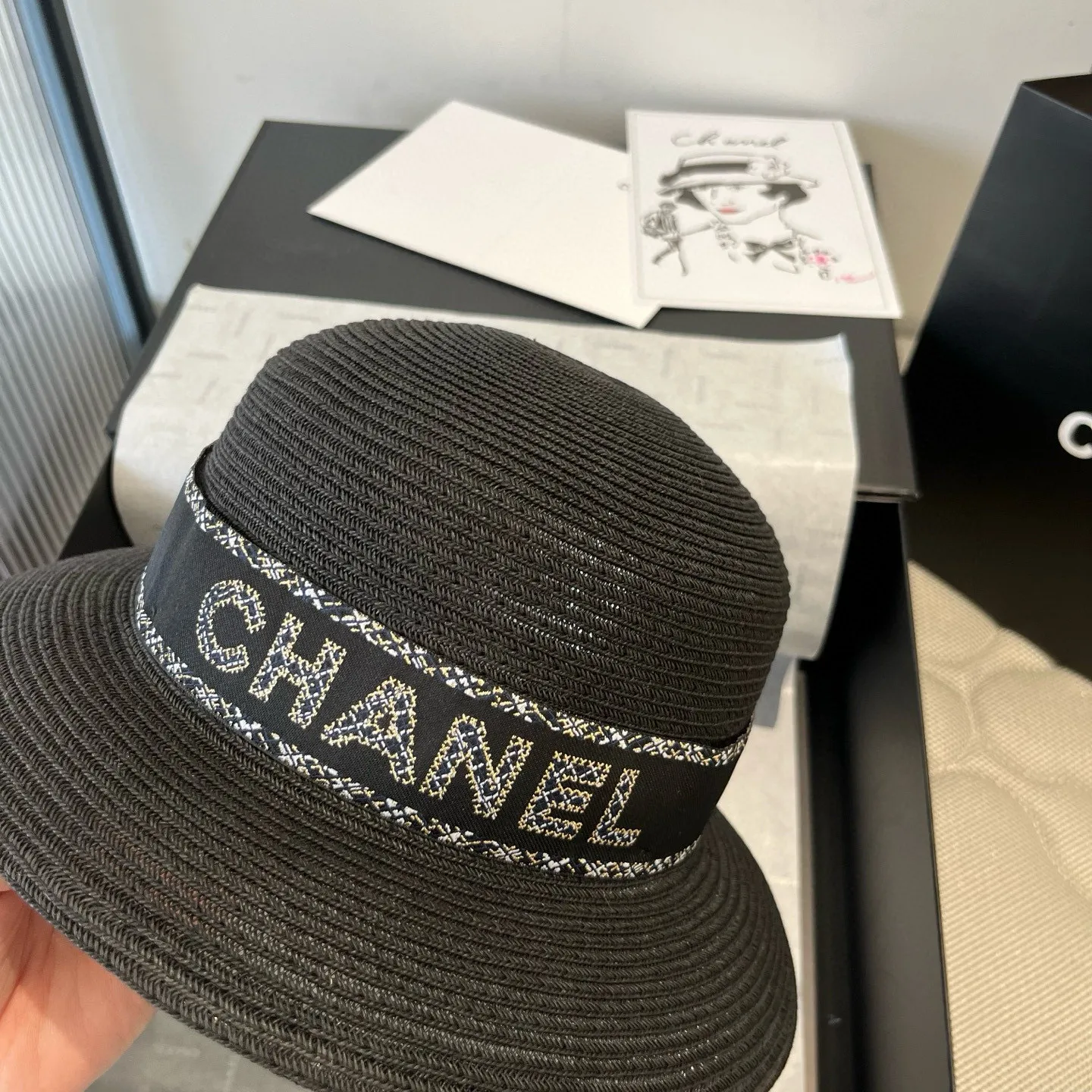 💰160¥ Chanel new straw hat, lady style sun hat, head circumference 57cm