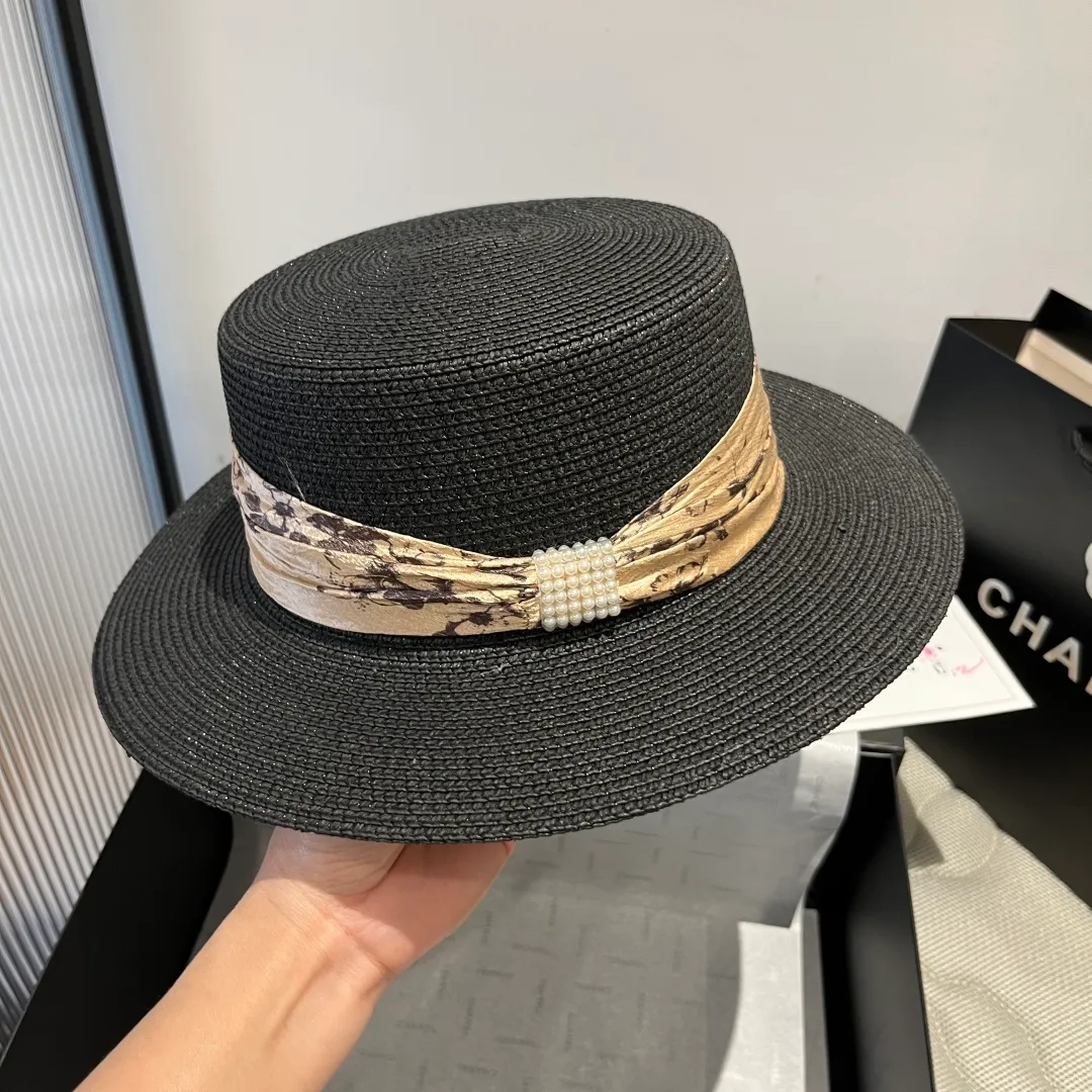 💰130¥ Chanel flat-top straw hat, top hat, head circumference 57cm