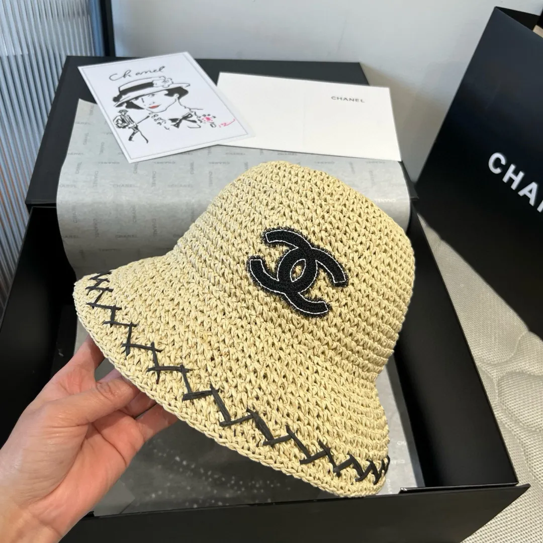 💰100¥ Chanel new straw hat, hand-crocheted straw hat, foldable, easy to carry, head circumference 57cm