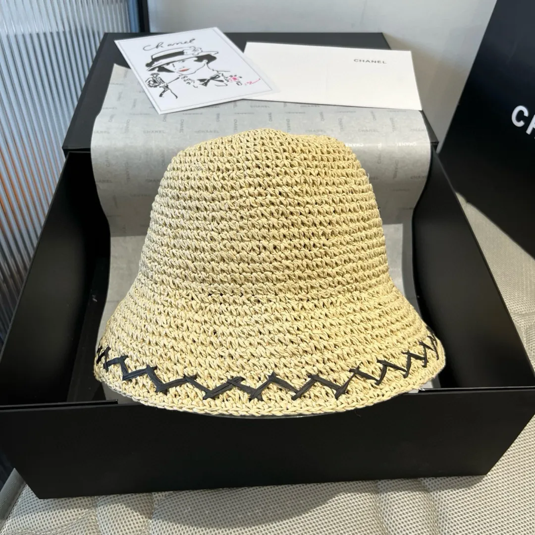 💰100¥ Chanel new straw hat, hand-crocheted straw hat, foldable, easy to carry, head circumference 57cm