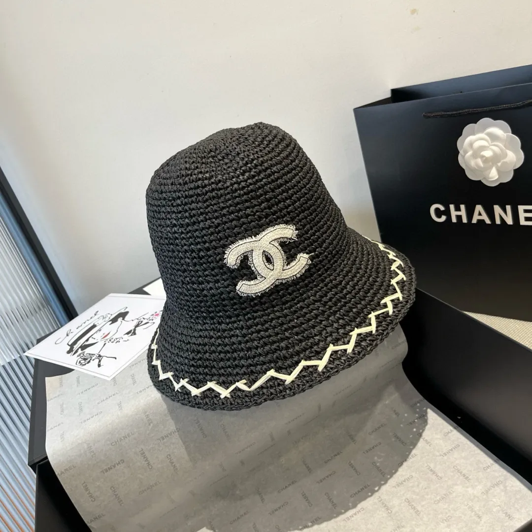 💰100¥ Chanel new straw hat, hand-crocheted straw hat, foldable, easy to carry, head circumference 57cm