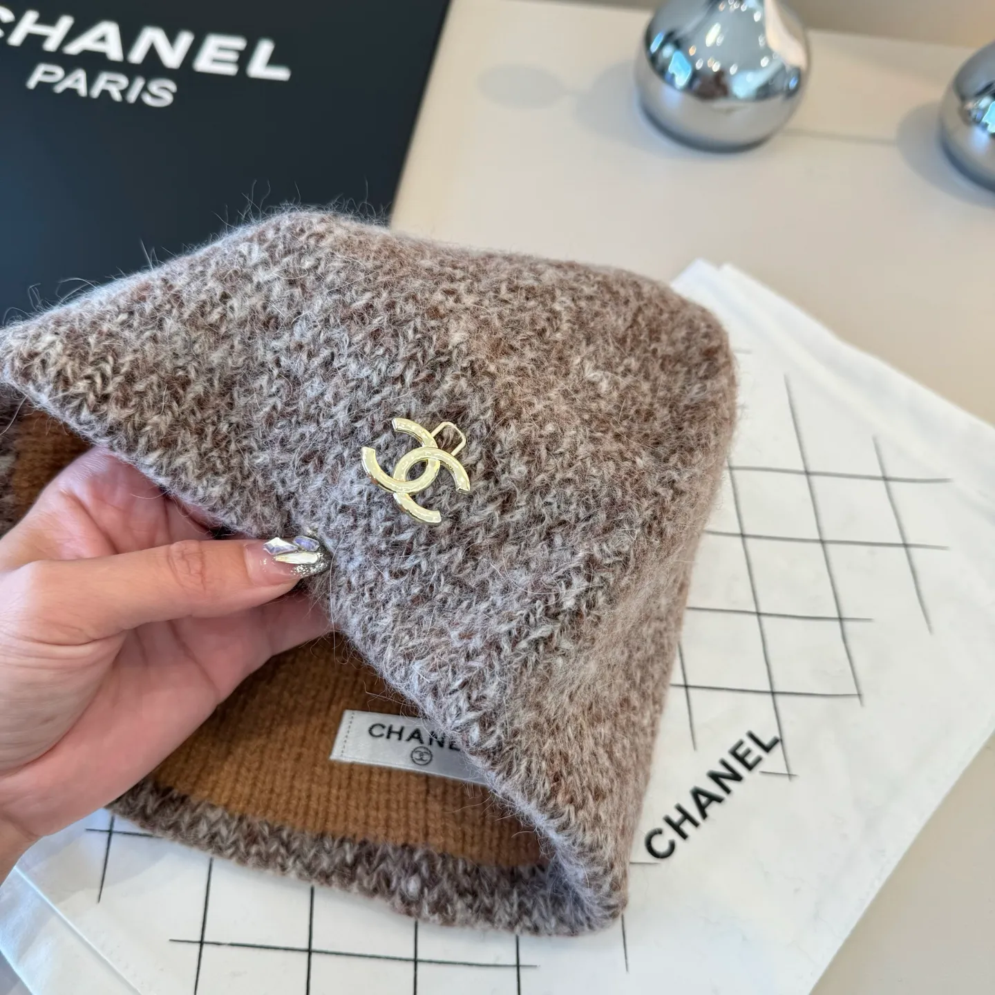 💰100¥ Chanel wool beanie, 100% wool🦙 fabric, head circumference 57cm
