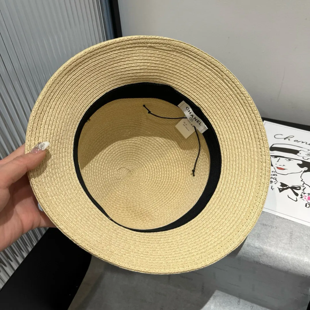💰150¥ Chanel new top hat, original small basin hat, straw hat, head circumference 57cm
