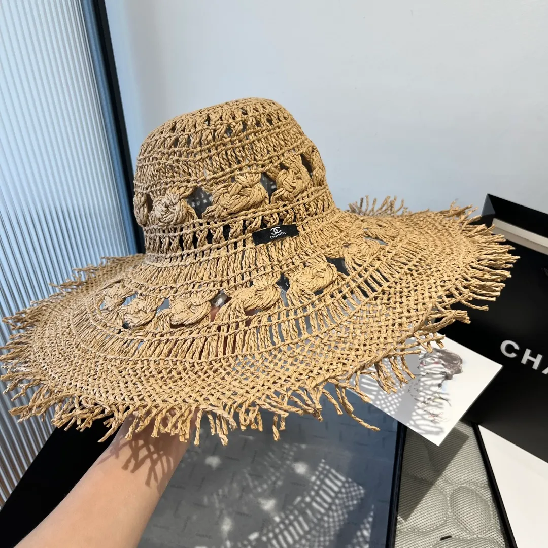 💰150¥ Chanel Bohemian style sun hat, beach sun hat, head circumference 57cm