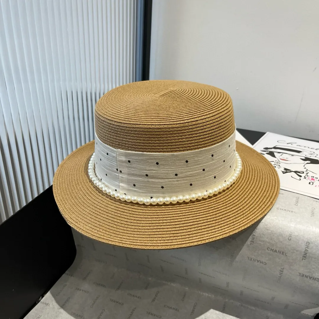 💰180¥ Chanel new flat top hat, Taiwan PP straw, head circumference 57cm