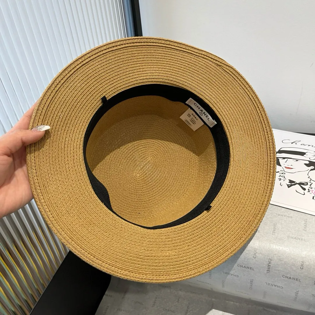 💰180¥ Chanel new flat top hat, Taiwan PP straw, head circumference 57cm