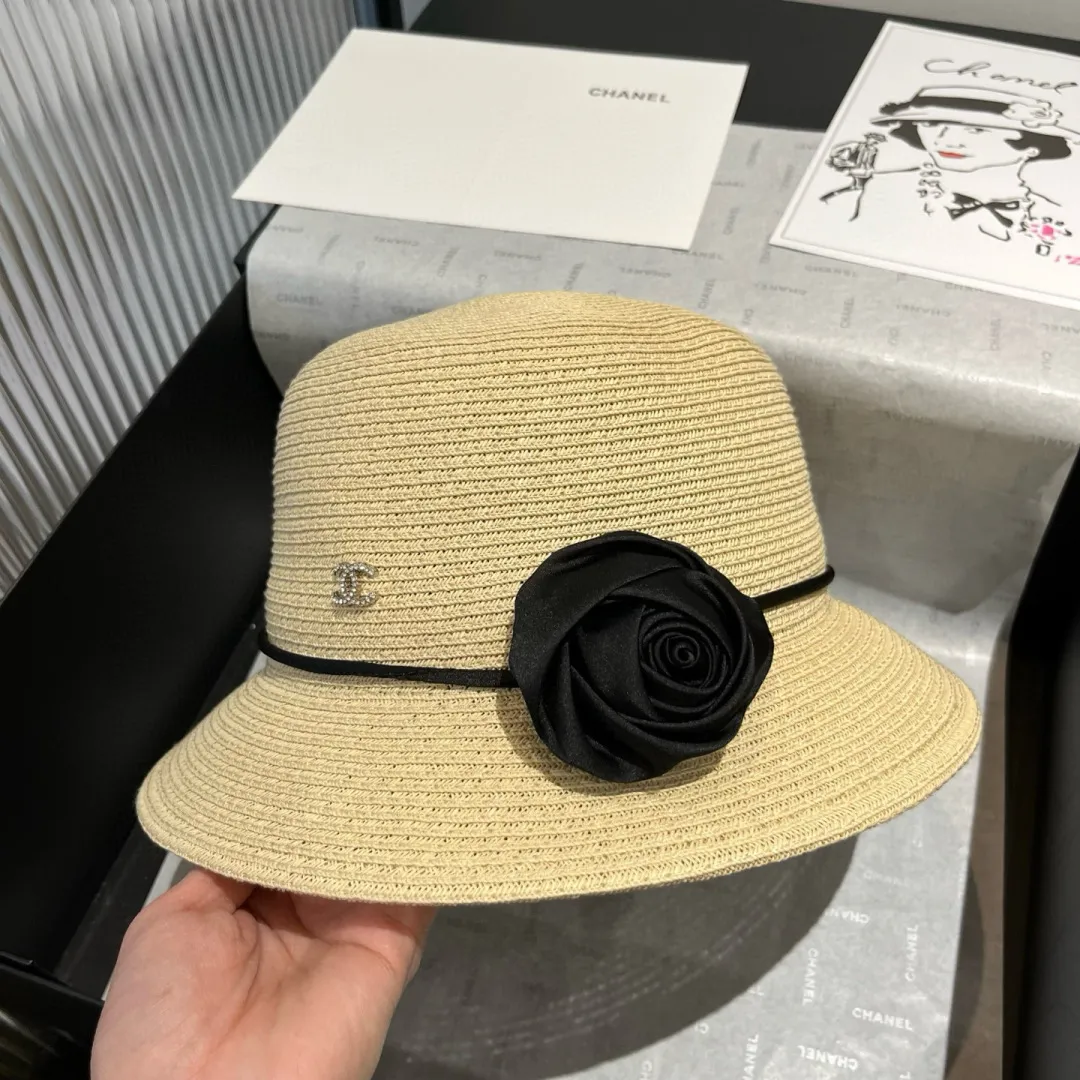 💰150¥ Chanel new top hat, original small basin hat, straw hat, head circumference 57cm