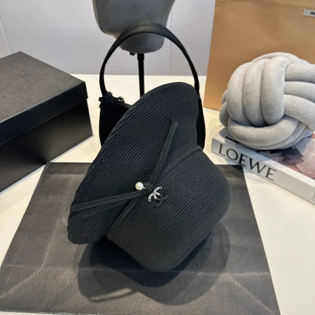 P100 Chanel straw hat, bow hat, lady style PP straw hat, head circumference 57cm