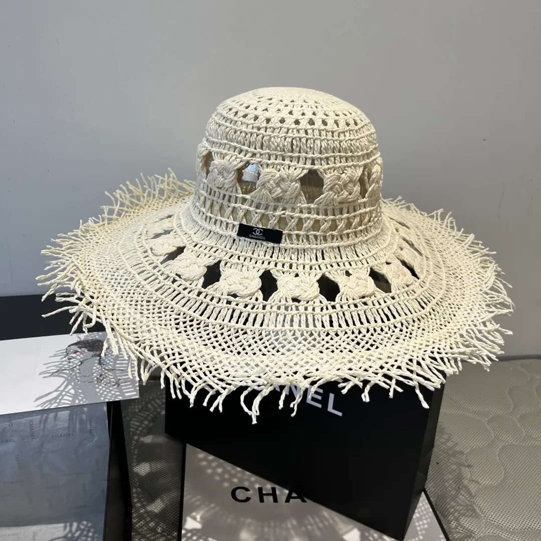 💰150¥ Chanel Bohemian style sun hat, beach sun hat, head circumference 57cm