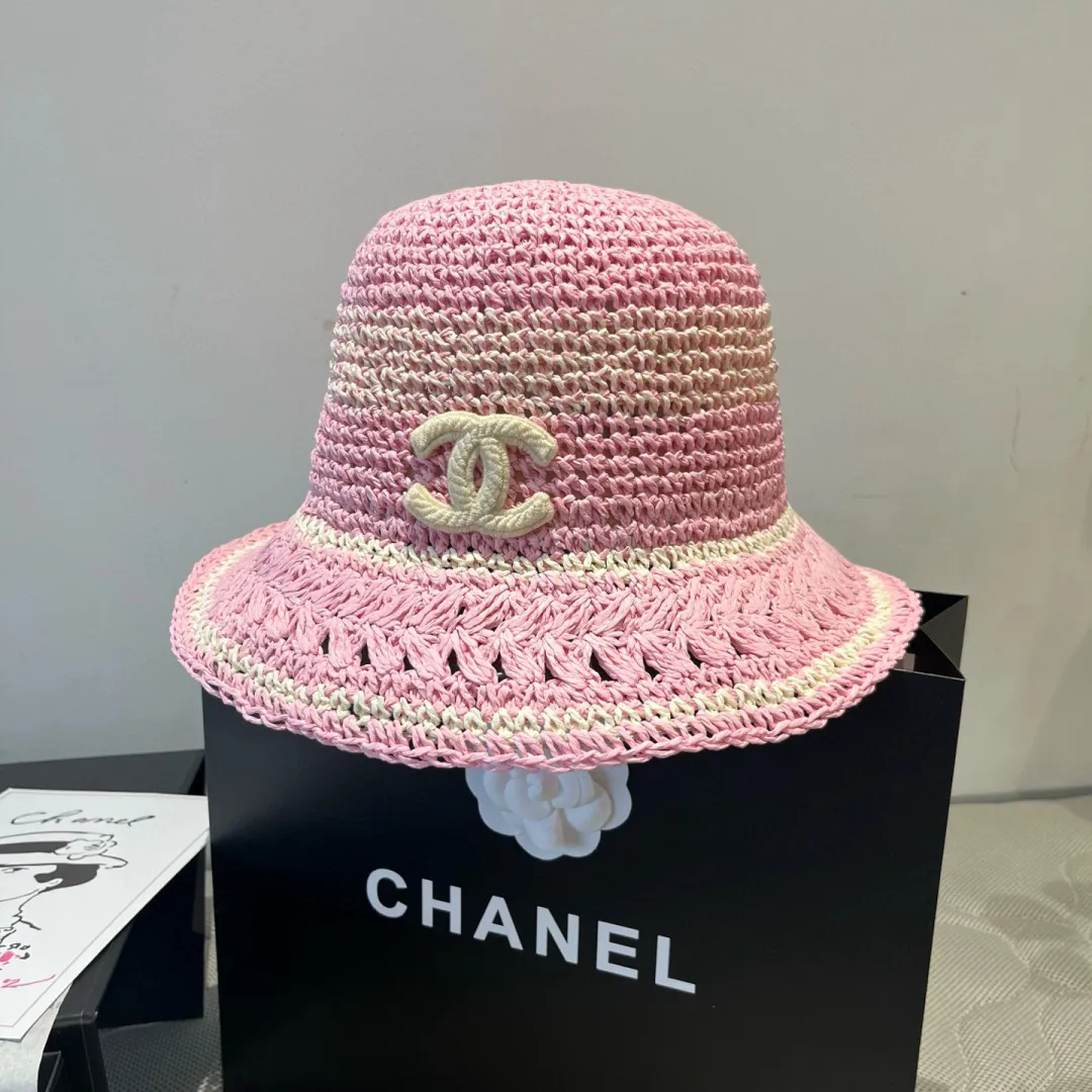 💰100¥ Chanel handhook straw hat, sunshade straw hat, foldable, head circumference 57cm