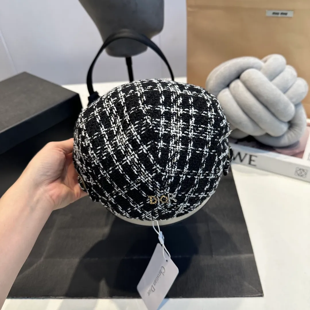 P60 Dior 2025 new beret, classic houndstooth beret, head circumference 57cm