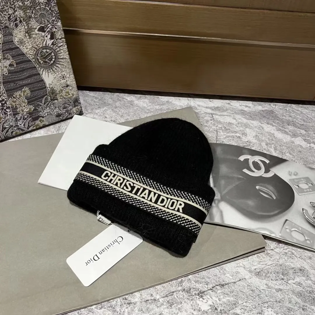 Dior rabbit fur knitted hat