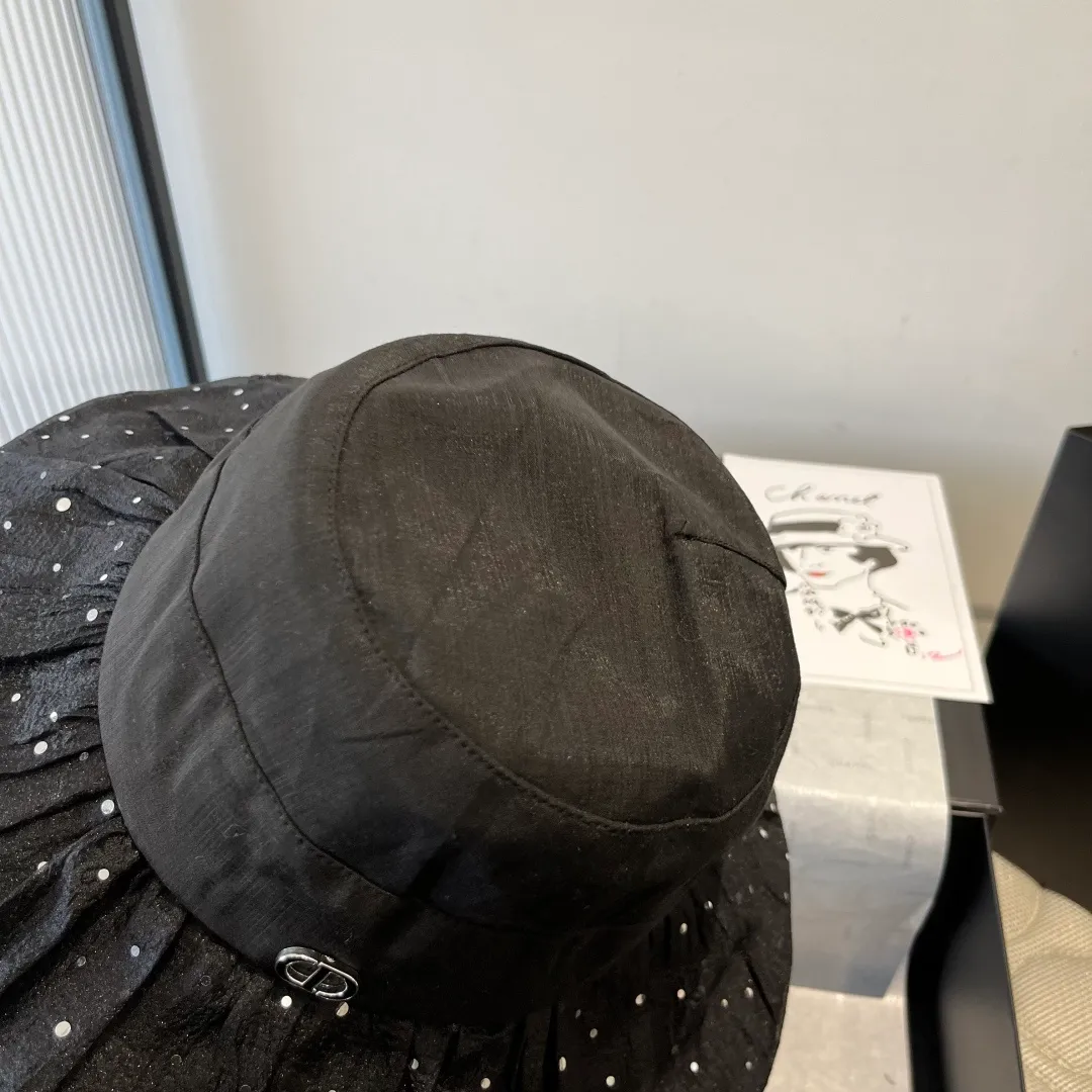 💰100¥ Dior new sunshade fisherman hat, ruffled sunshade hat, lady style, head circumference 57cm
