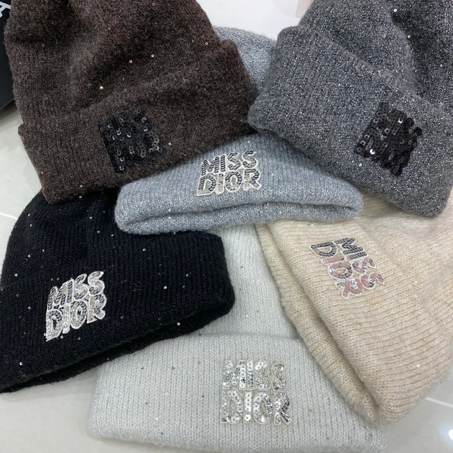Dior sequined knit hat