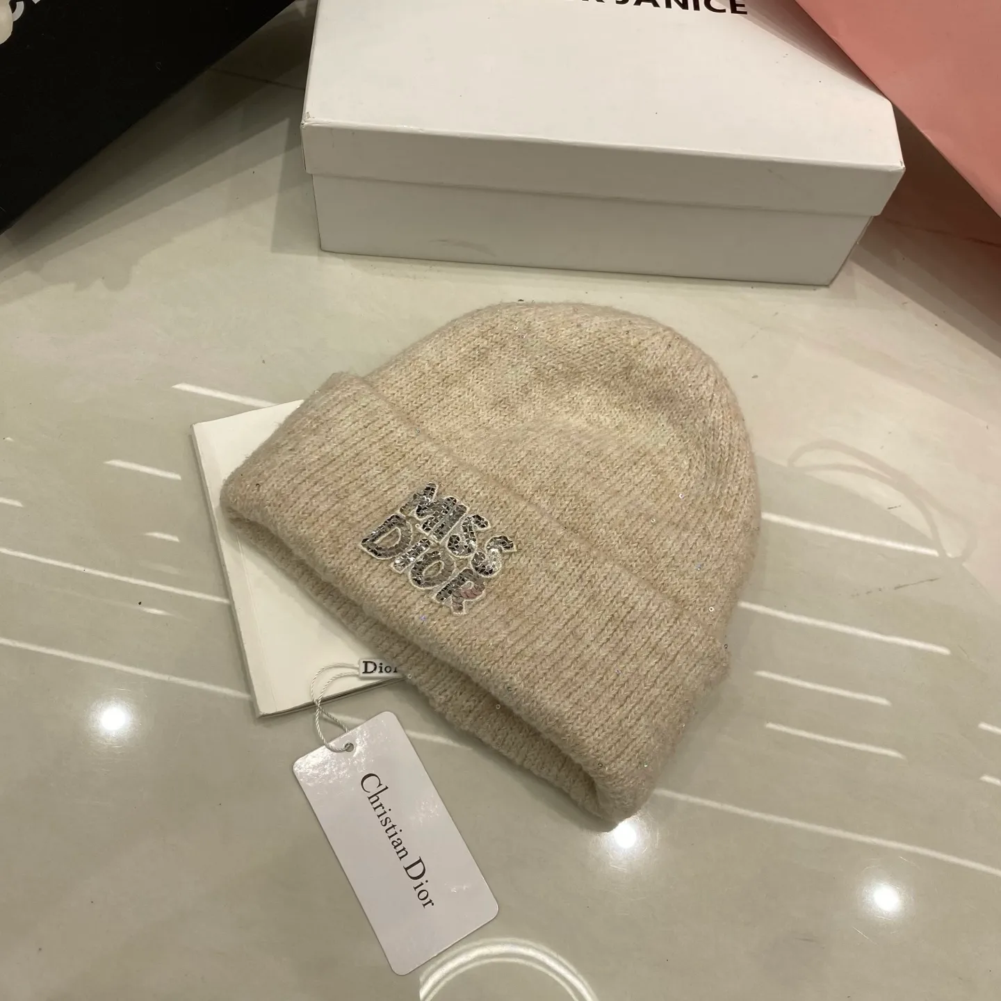 Dior sequined knit hat