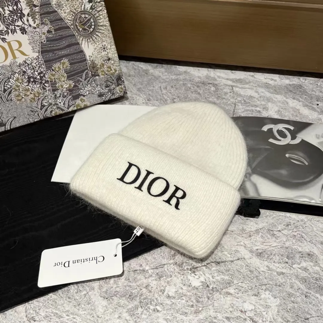 Dior rabbit fur knitted hat