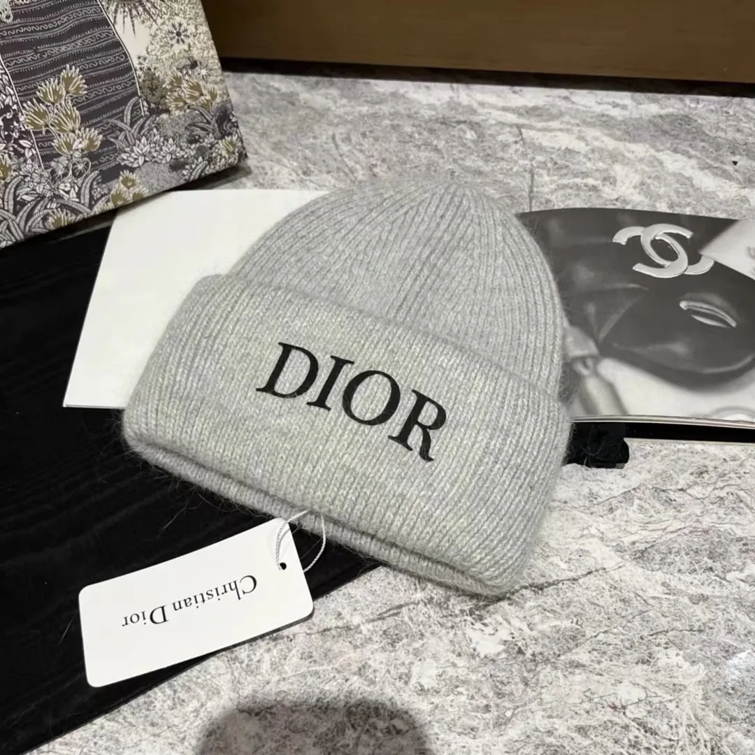 Dior rabbit fur knitted hat