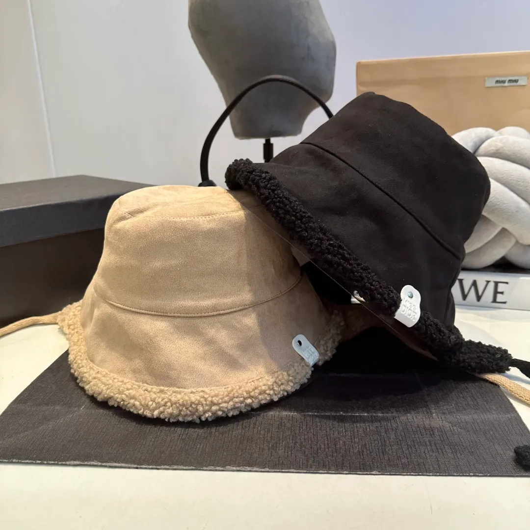 P70 Dior new autumn and winter fisherman hat, lambswool lined ear protection hat, corduroy fabric, head circumference 57cm