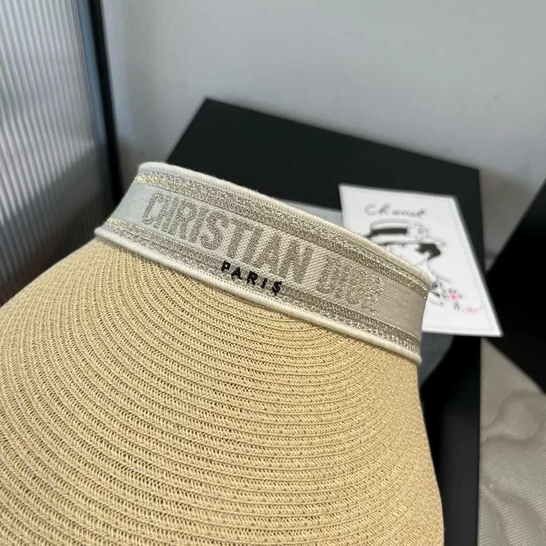 110¥ Dior Dior straw hat with empty top, official style, adjustable