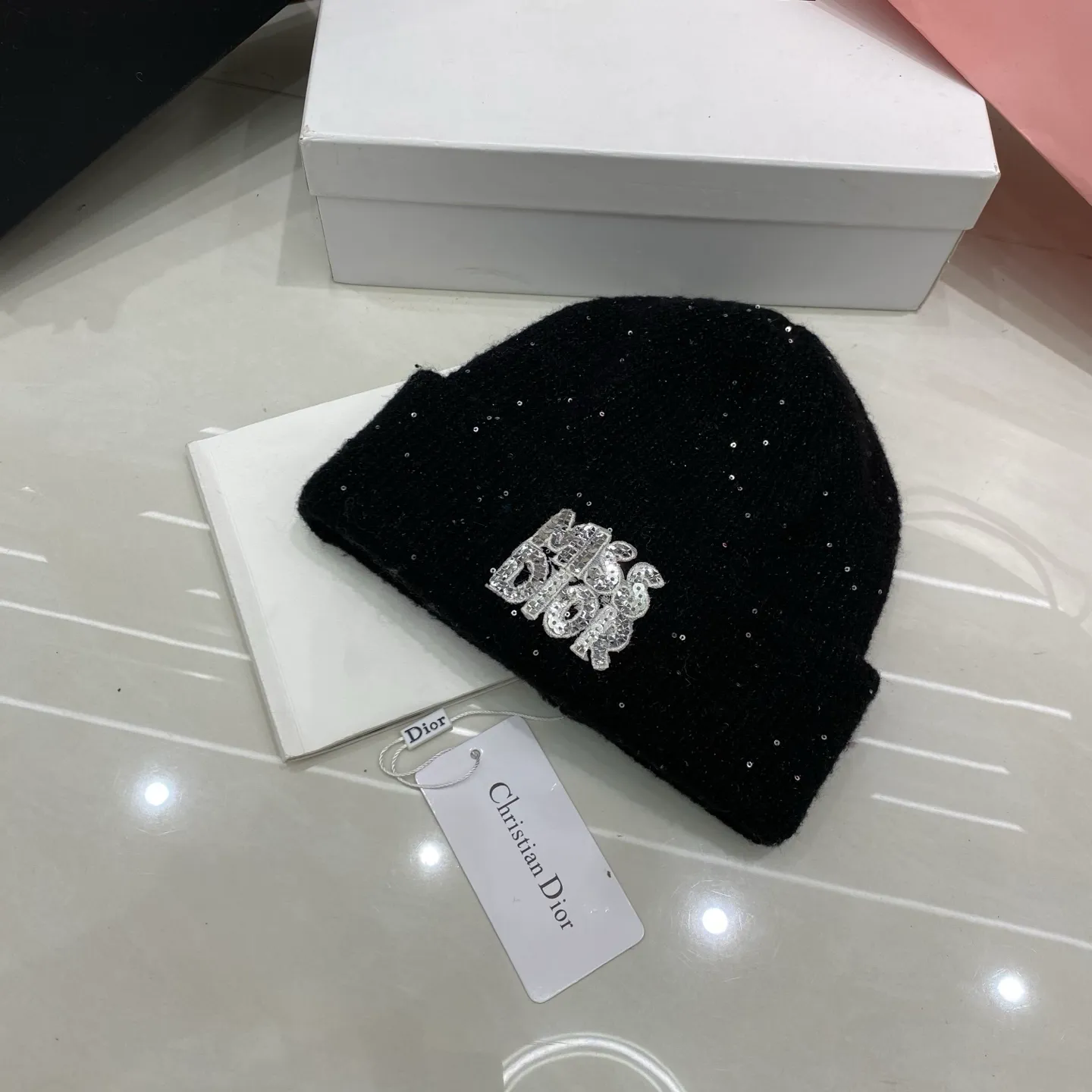 Dior sequined knit hat