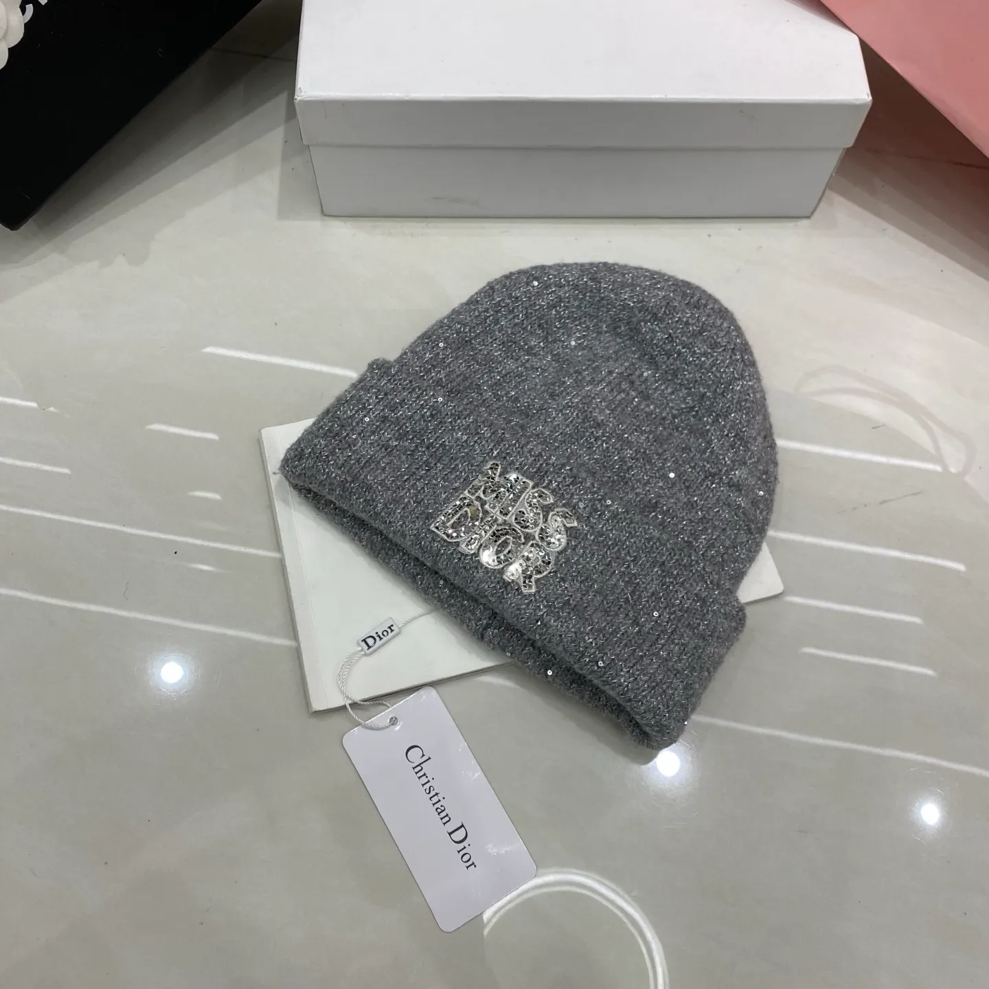 Dior sequined knit hat