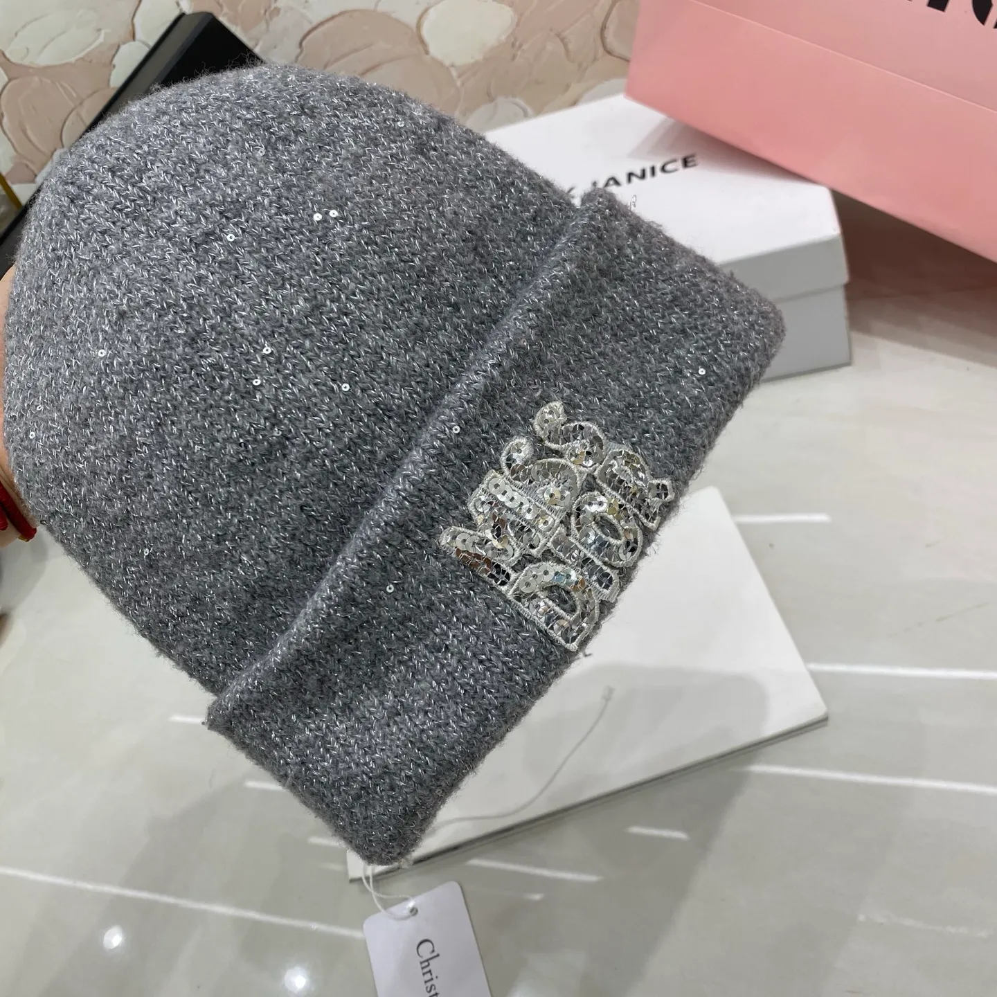 Dior sequined knit hat