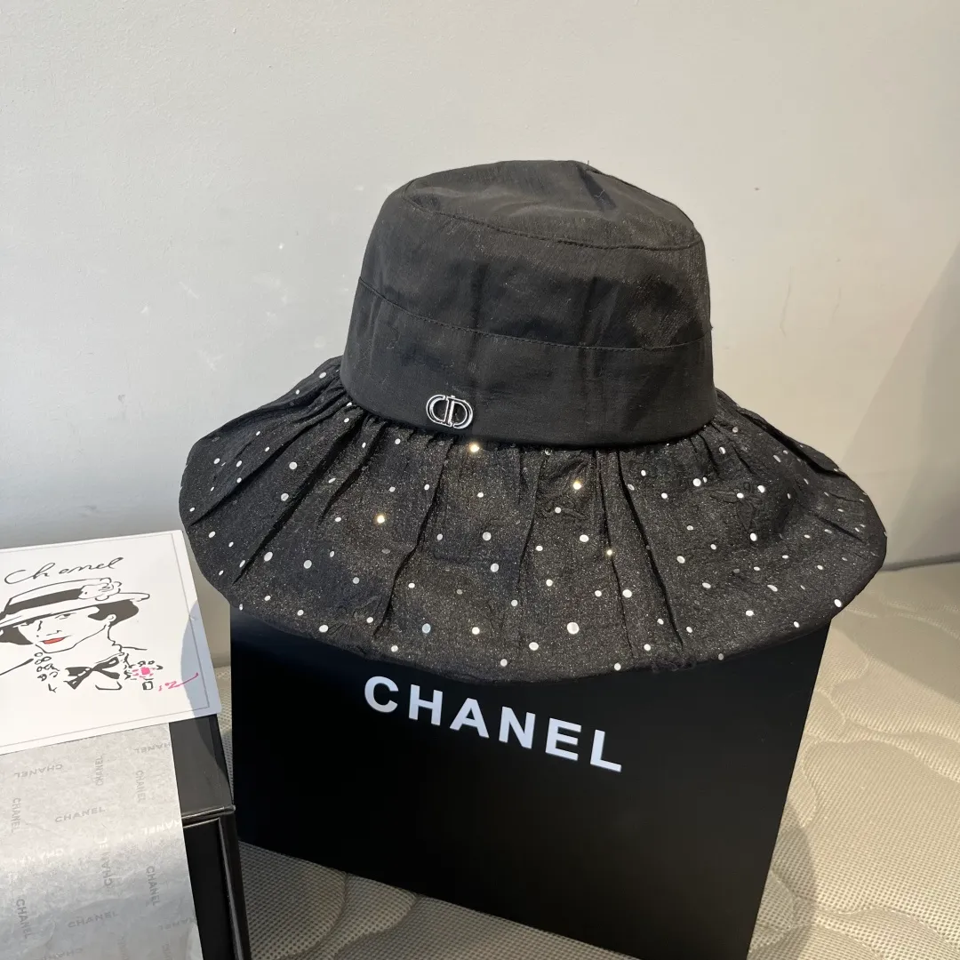 💰100¥ Dior new sunshade fisherman hat, ruffled sunshade hat, lady style, head circumference 57cm