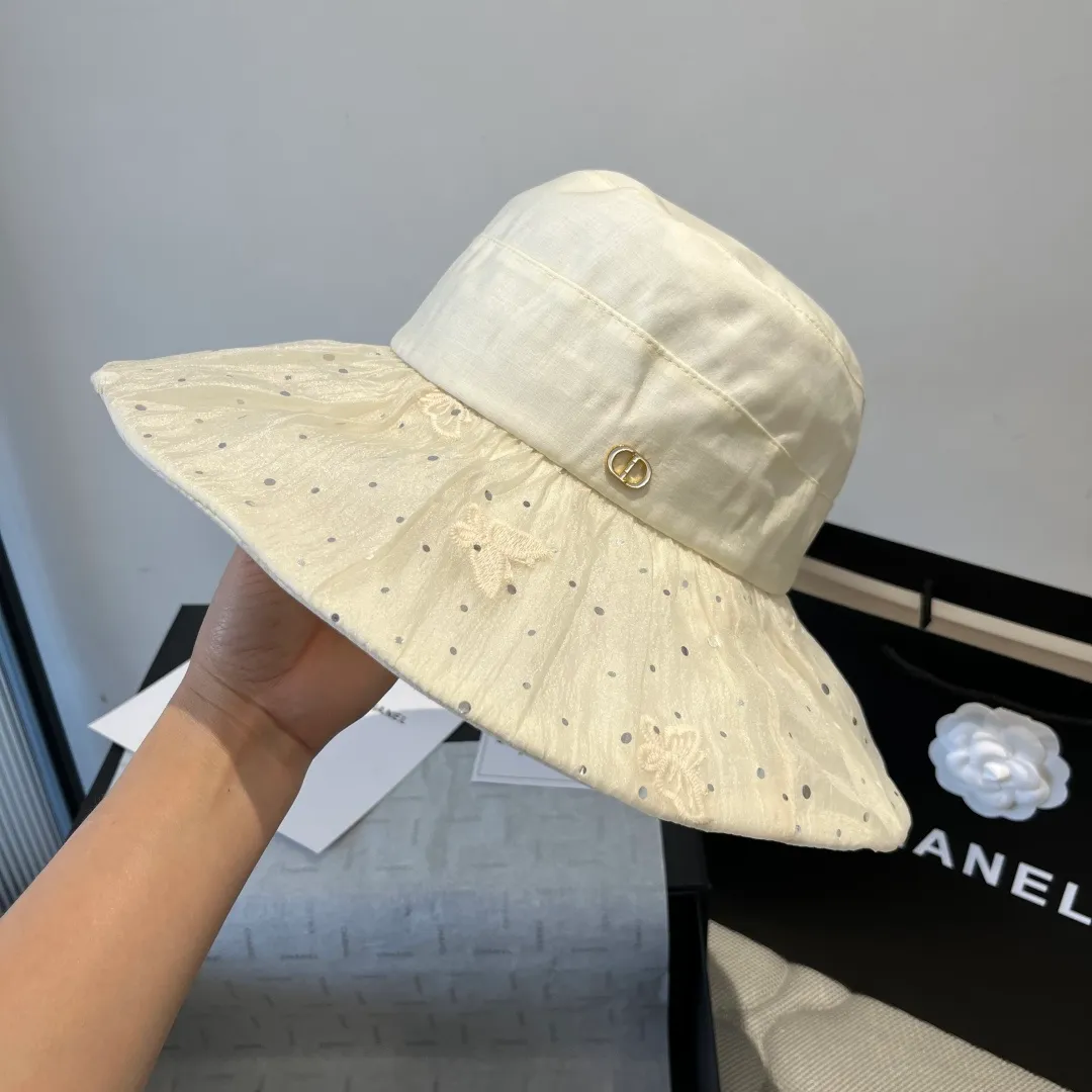 💰100¥ Dior new sunshade fisherman hat, ruffled sunshade hat, lady style, head circumference 57cm