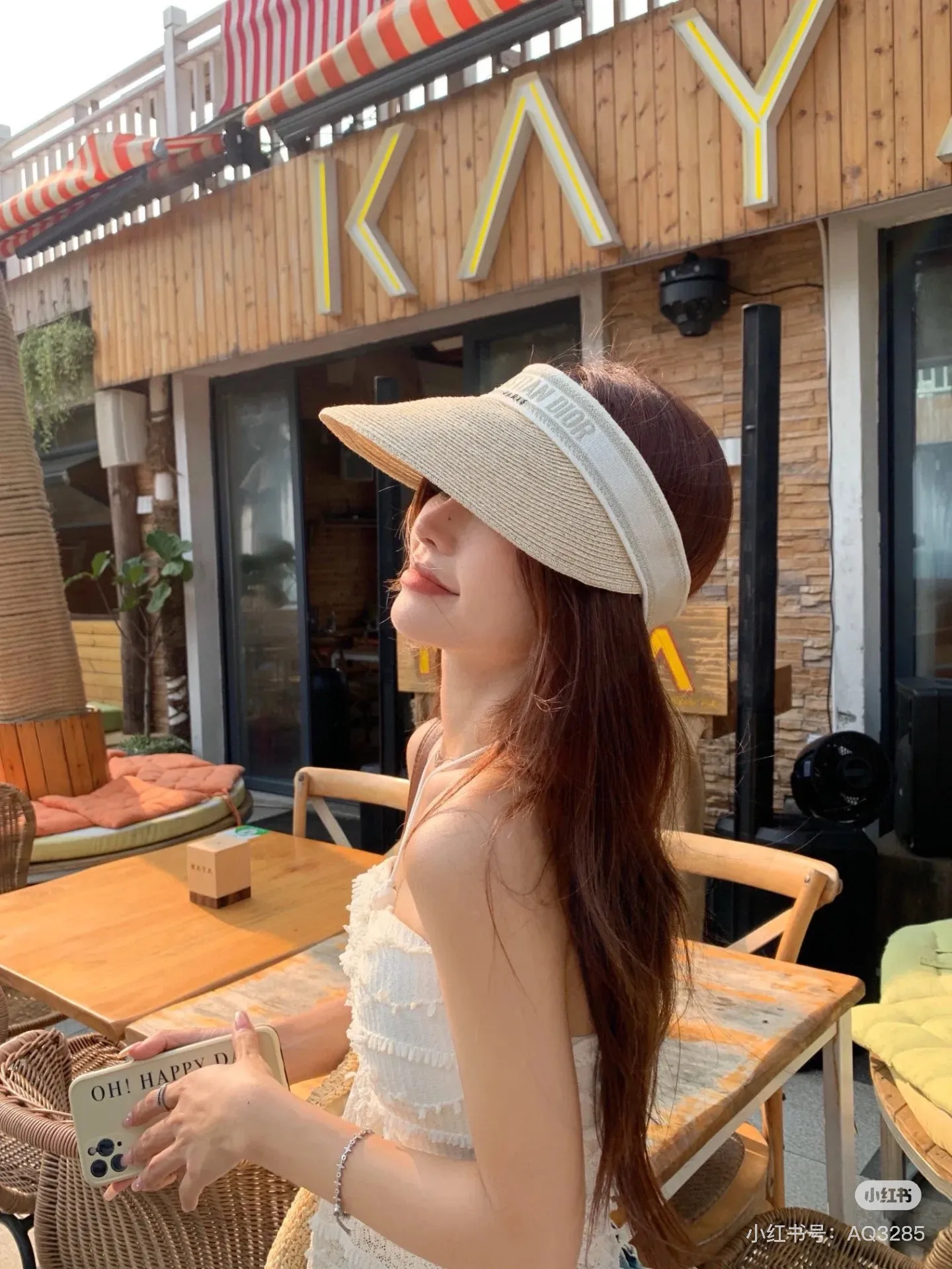 New arrival ꫛꫀꪝ ❥—— 🖤Dior’s popular papyrus empty top hat 🆕Sun protection and sunshade, versatile 👌 Head circumference 55～58cm 👒Beige gold black pink