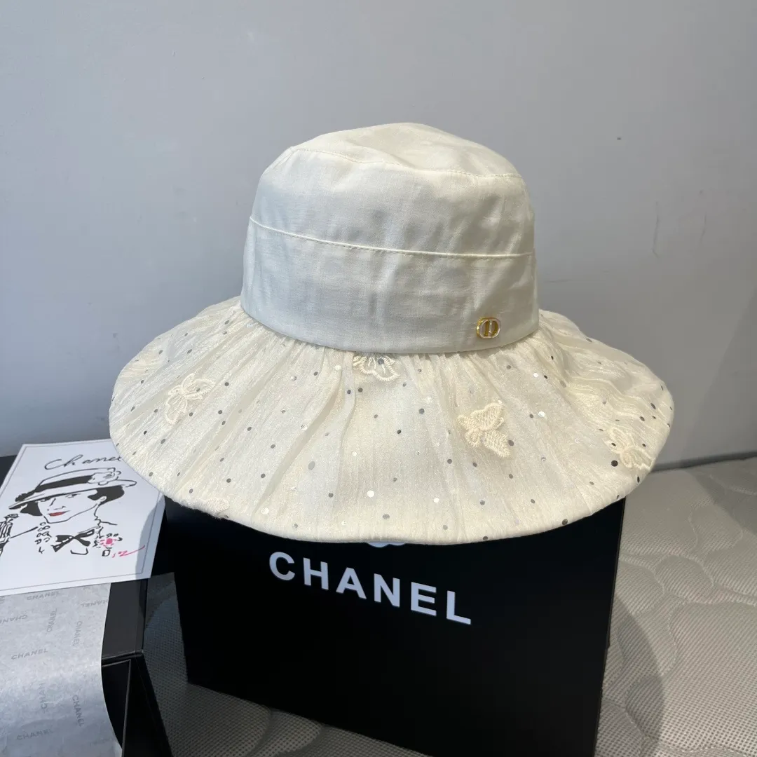 💰100¥ Dior new sunshade fisherman hat, ruffled sunshade hat, lady style, head circumference 57cm