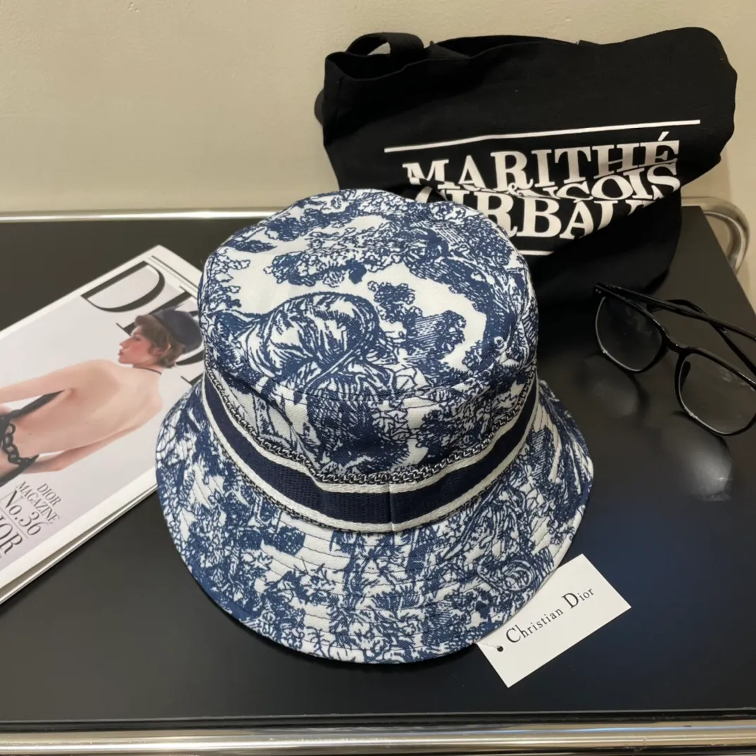 P90 original order quality [Dior DIOR] official website is online at the same time. The new Korean version of landscape painting, heavy industry customization, 1:1 original order quality, unisex fisherman hat, linen geological fabric, original quality counter🔥🔥🔥