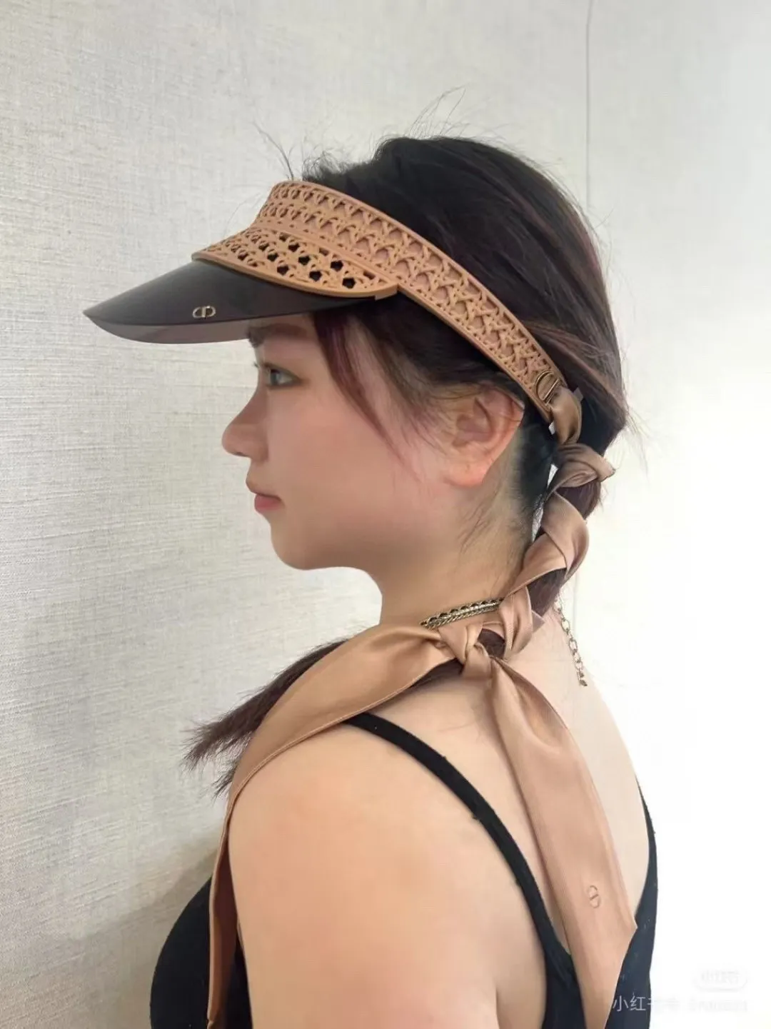 ‼ ️ In stock Sun hat UV400%🌞 Dio*2025 new sun hat VeryDiorV1U 3D printed rattan➕Side bow🎀