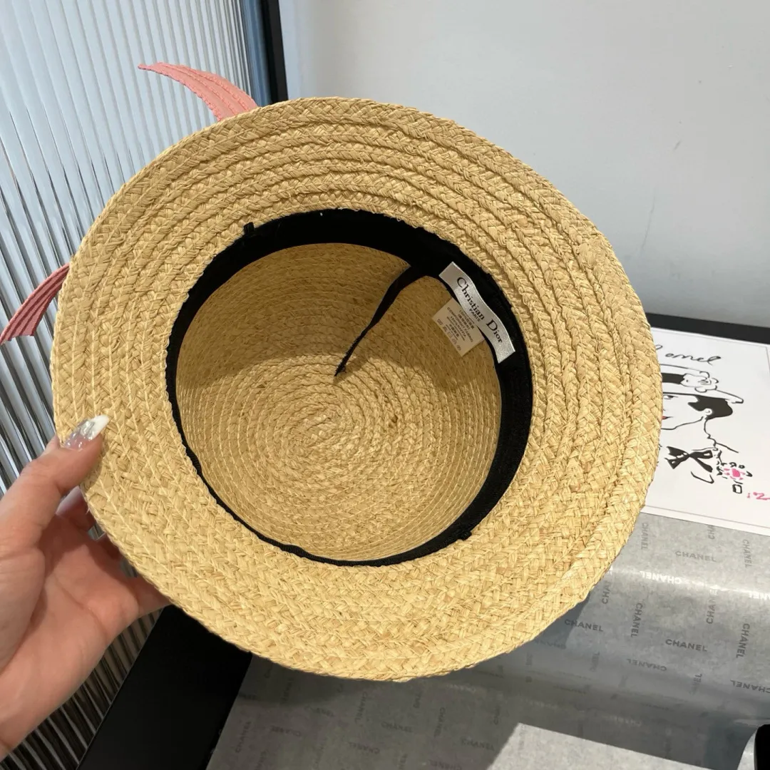 💰140¥ Dior Winter Olympics 2025 summer hat, straw hat, small and fresh, head circumference 57cm