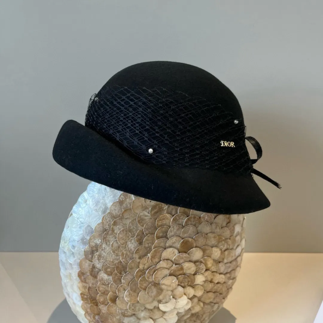 💰180¥ Black Dior new wool 🦙 top hat, beret, super goddess style, advanced custom hat, 100% wool 🦙% fabric, head circumference 57cm