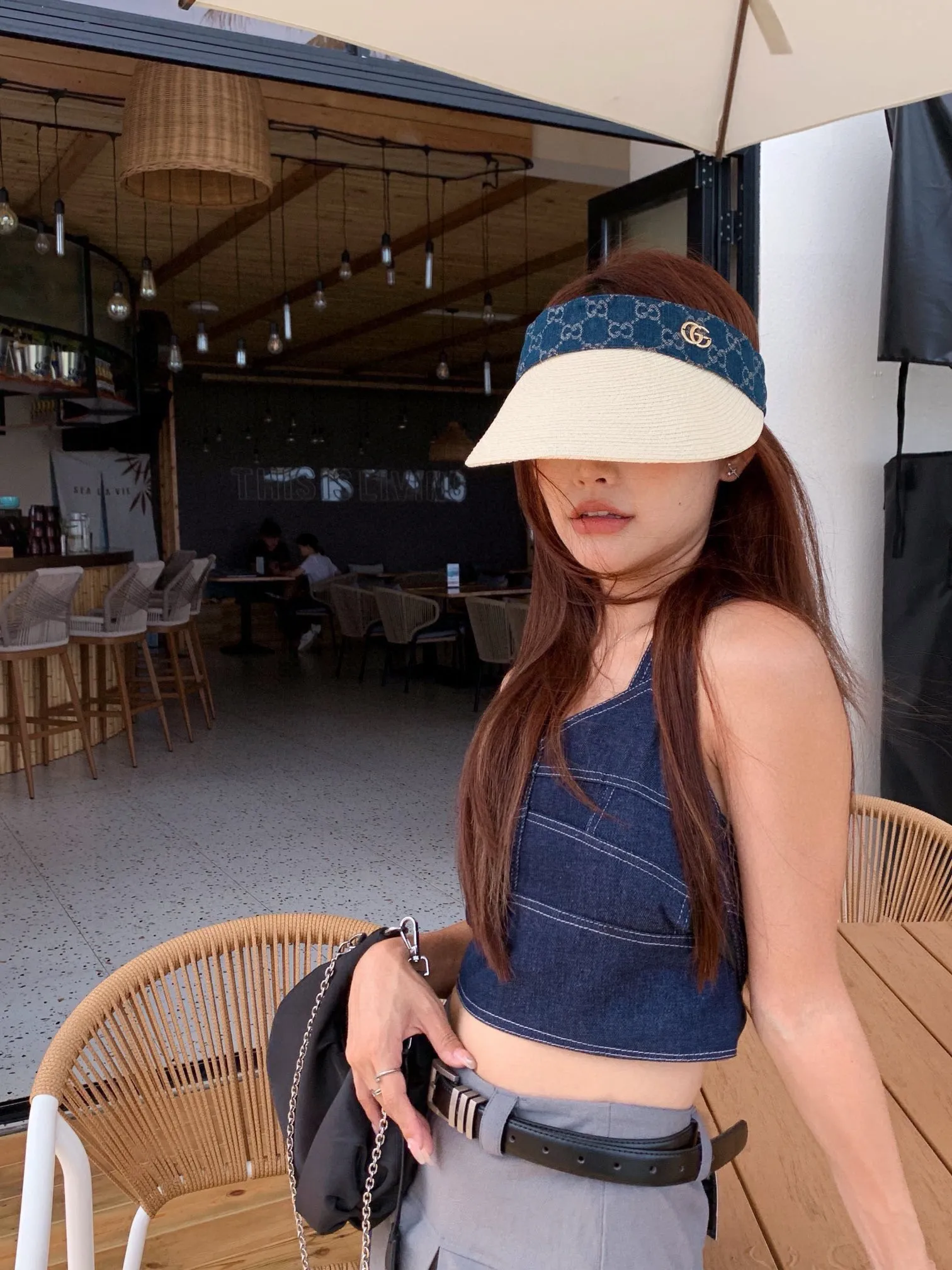 💰90¥ Gucci straw hat, empty top straw hat, adjustable